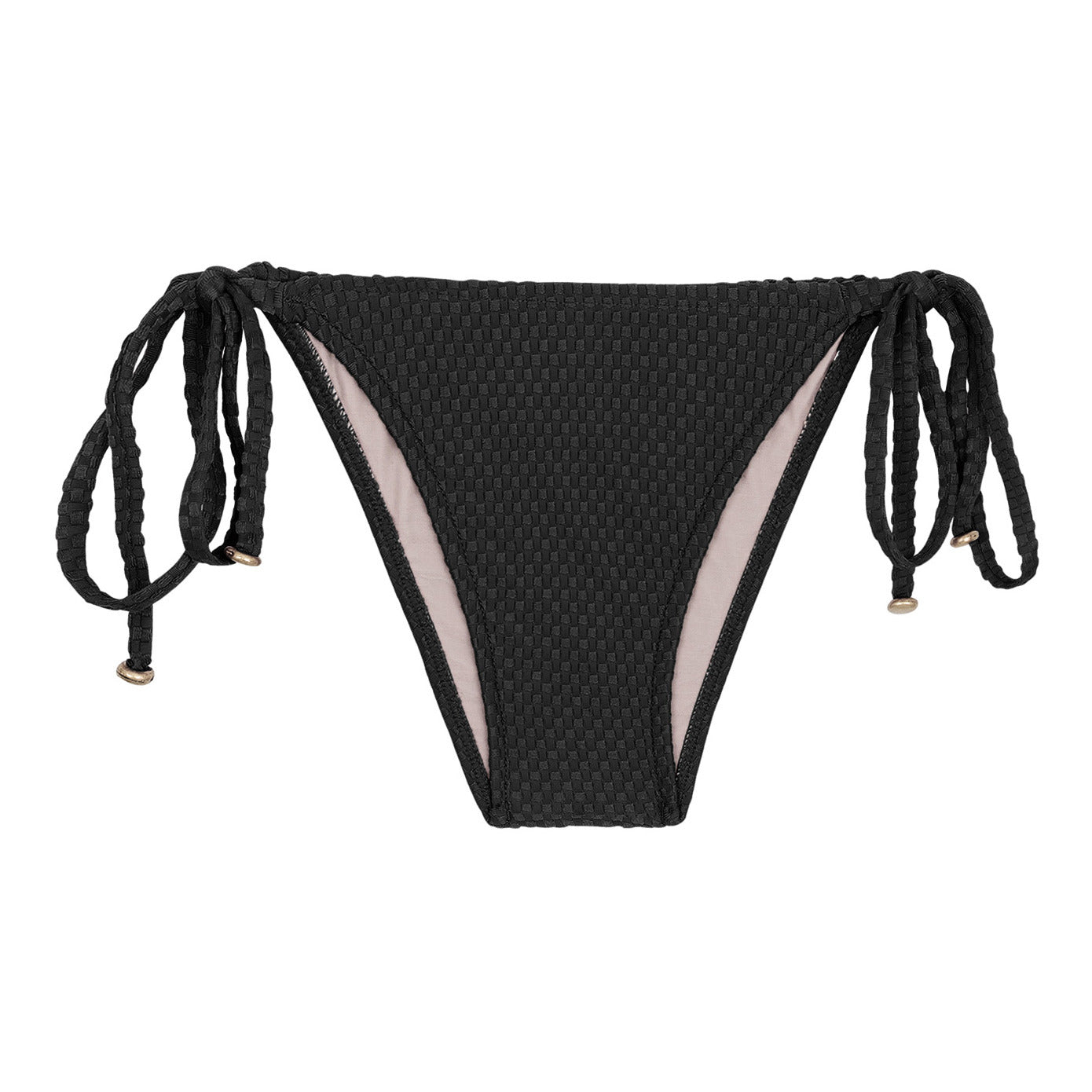 Adjustable Black Textured Cheeky Bikini Bottom Bottom Cloque Preto Cheeky -  Brand Rio de Sol