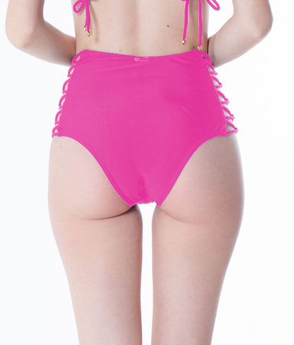 Bottom Tiras Cruzadas Neon Rosa