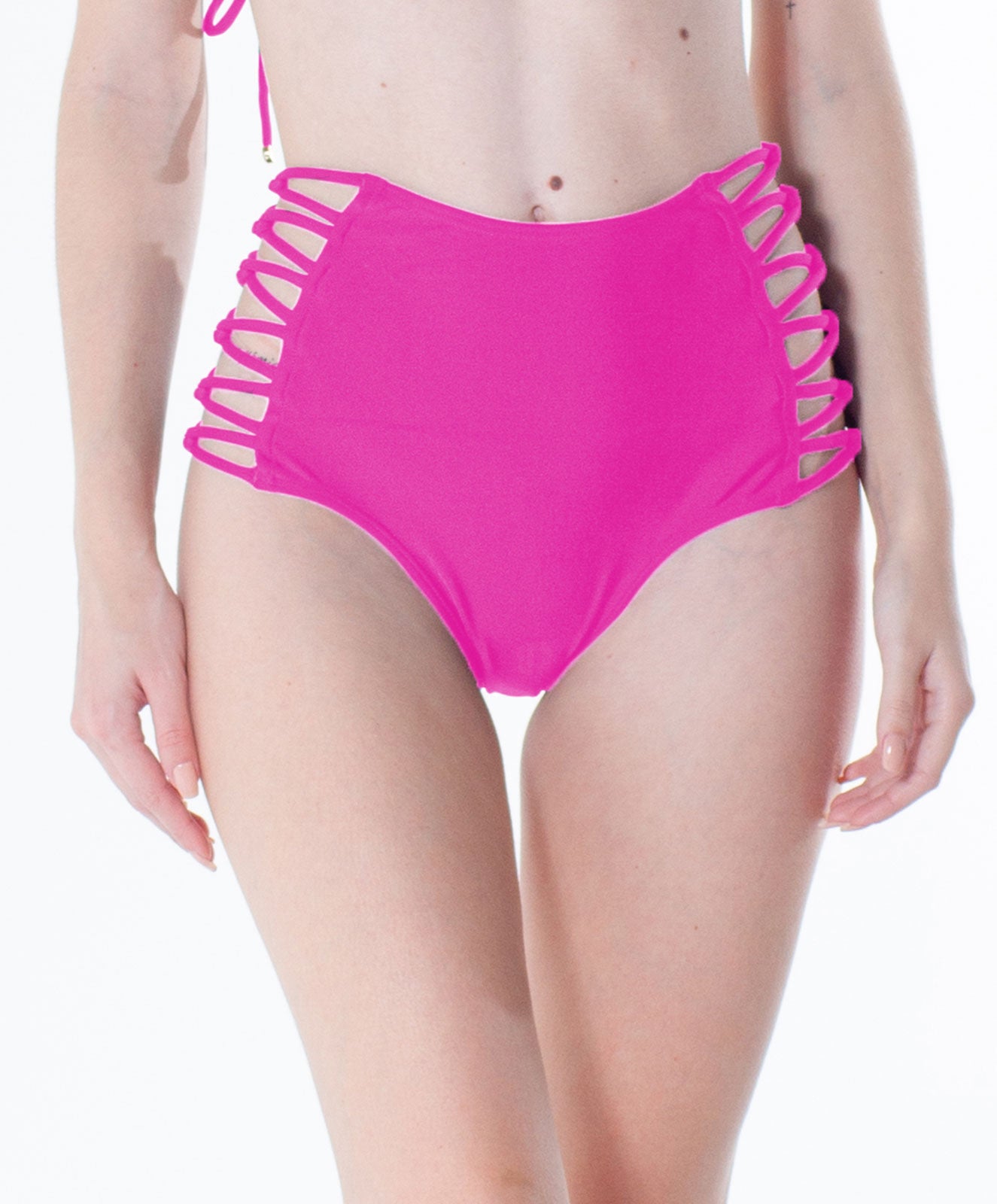 Bottom Tiras Cruzadas Neon Rosa