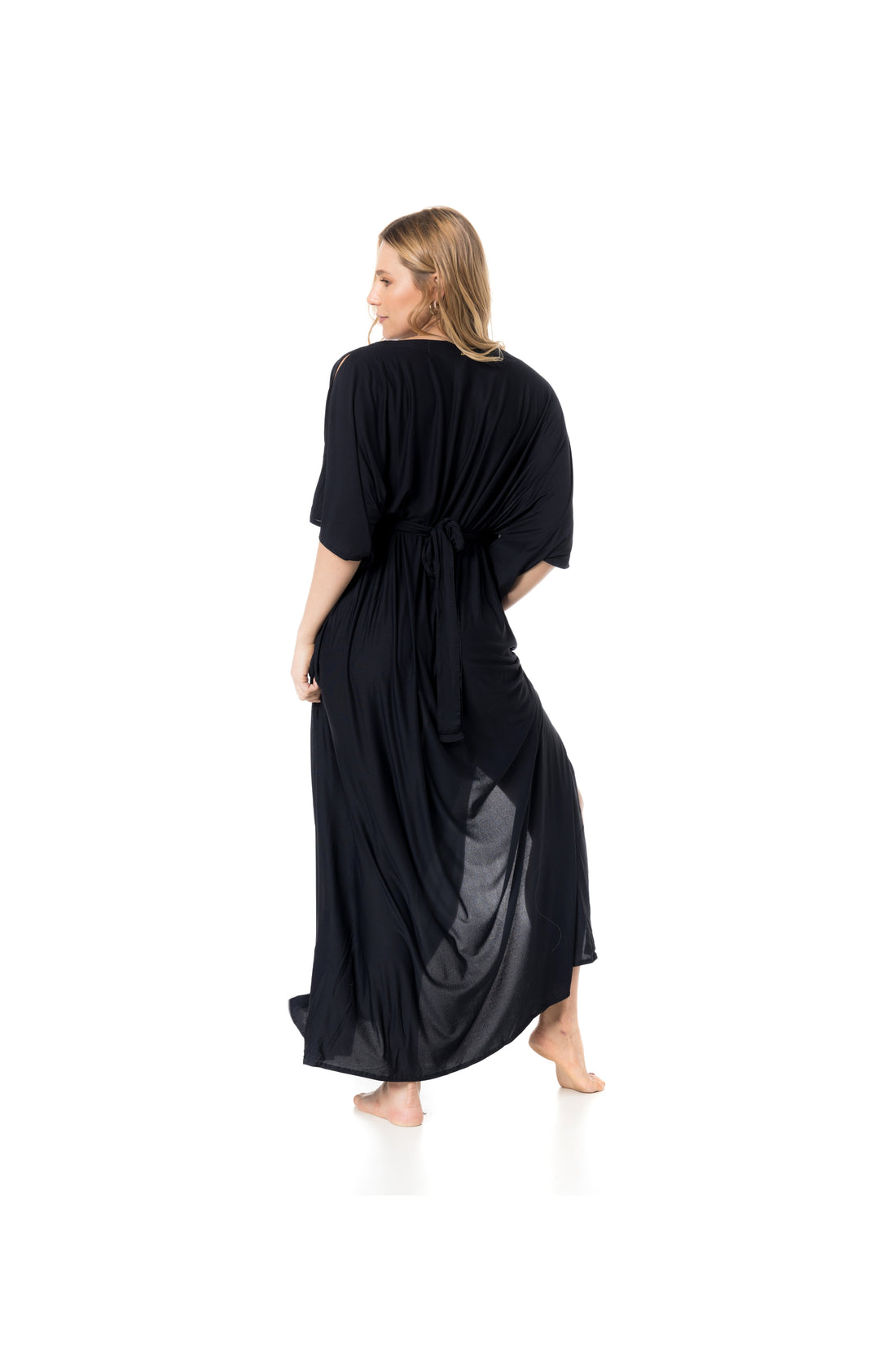 Kaftan Longo Crepe Liso Preto