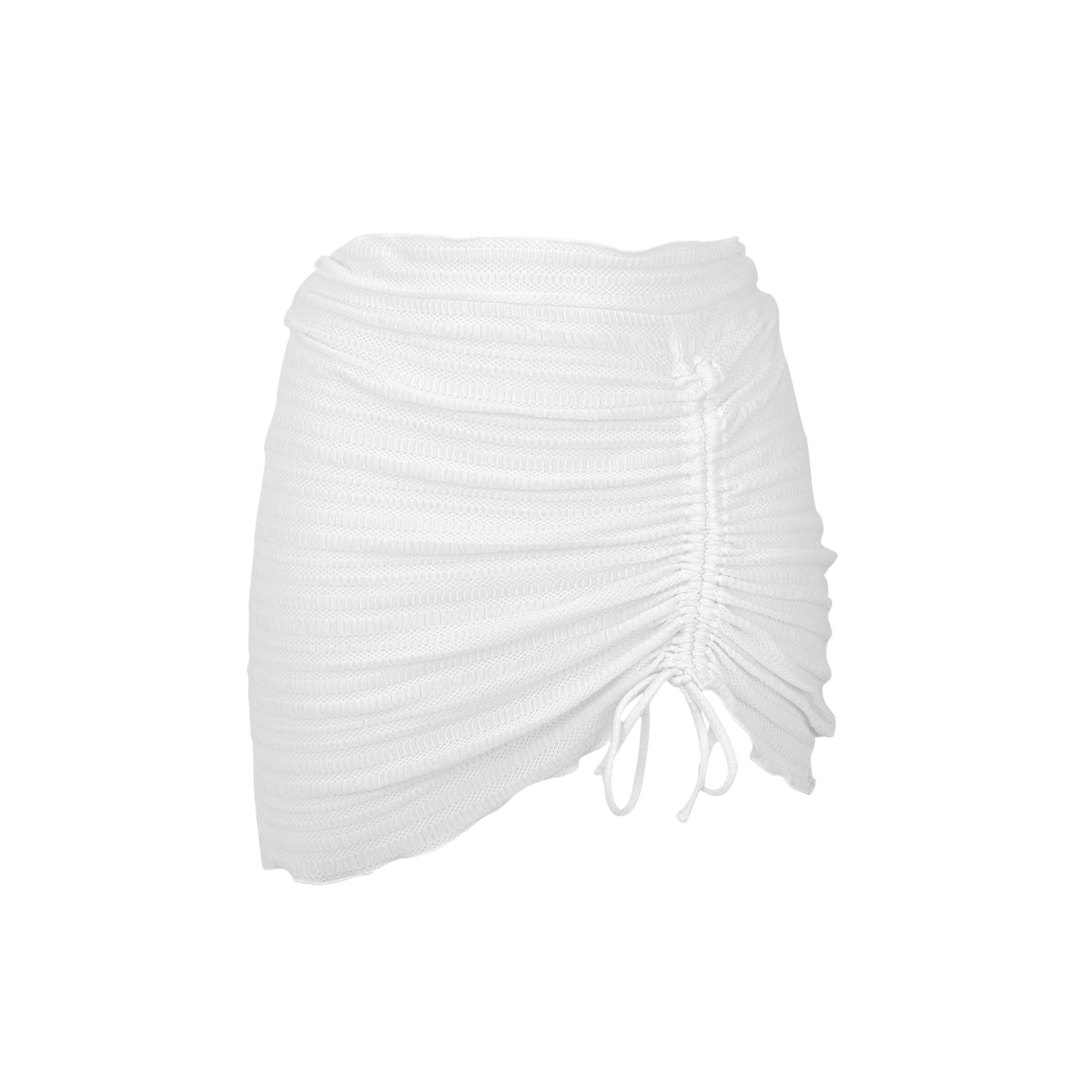 Memphis-White Mini Skirt Ruched