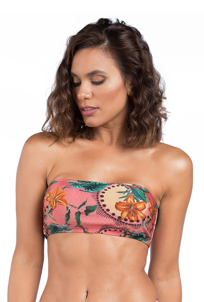 Top Faixa Floral Rosa