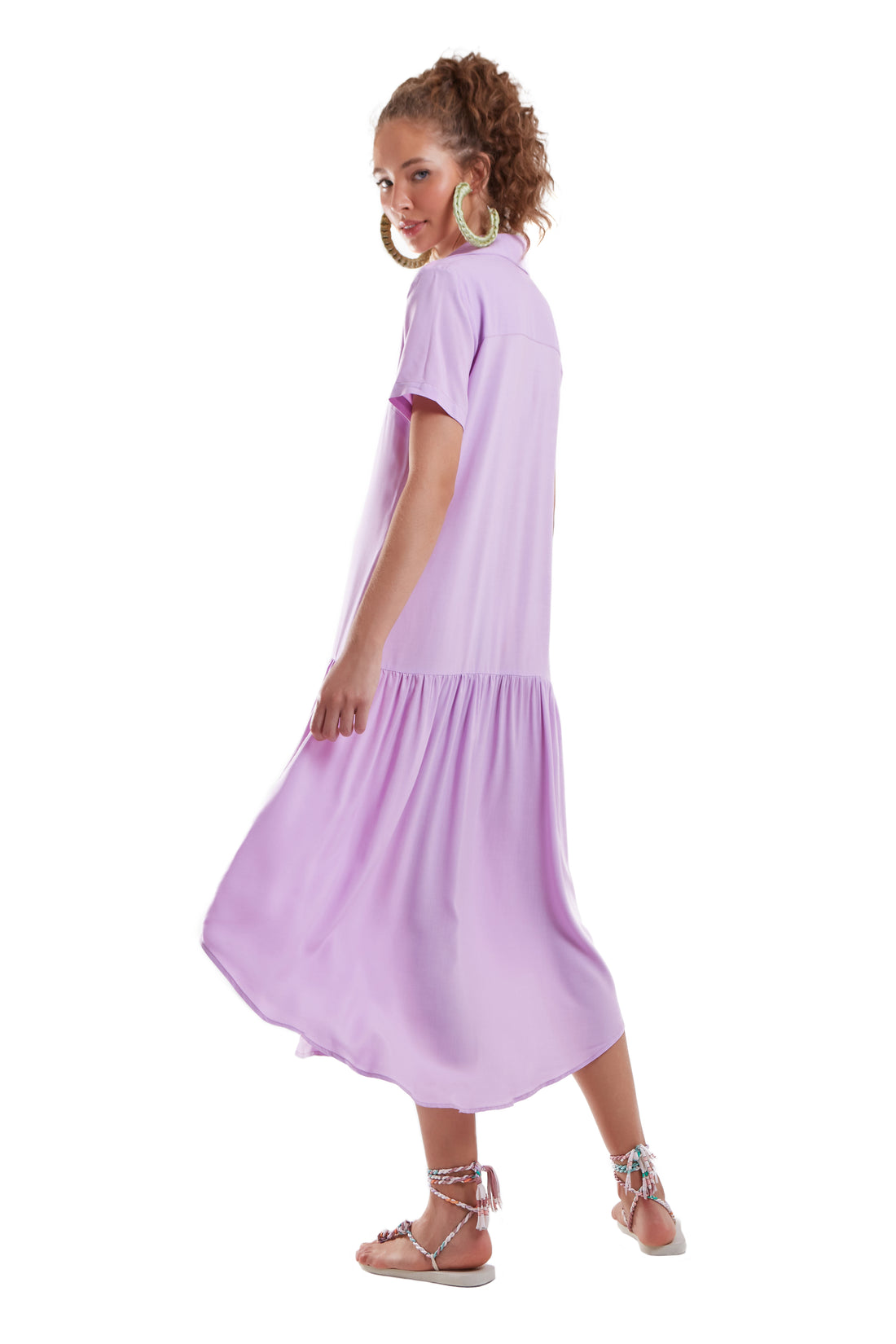 Vestido Chemise Liso Roxo