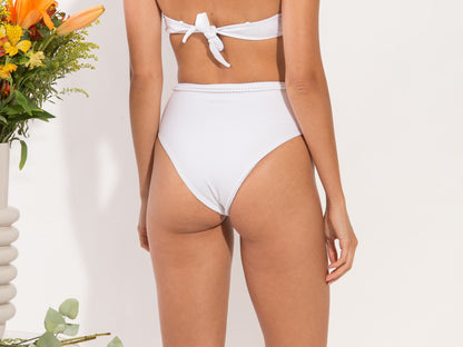 Bottom Shimmer-White Belted-High-Waist