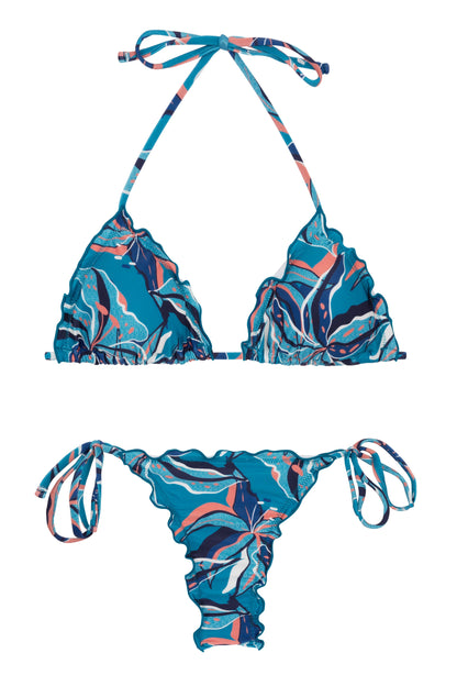 Rio de Sol Lilly Frufru Micro Two Piece Floral Set - Blue Thong – Rio ...