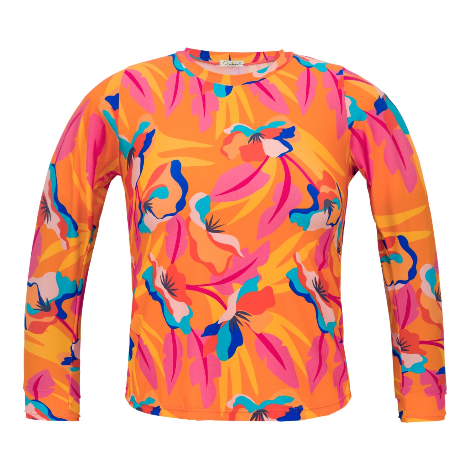 Top Orange-Bloom Rash-Guard