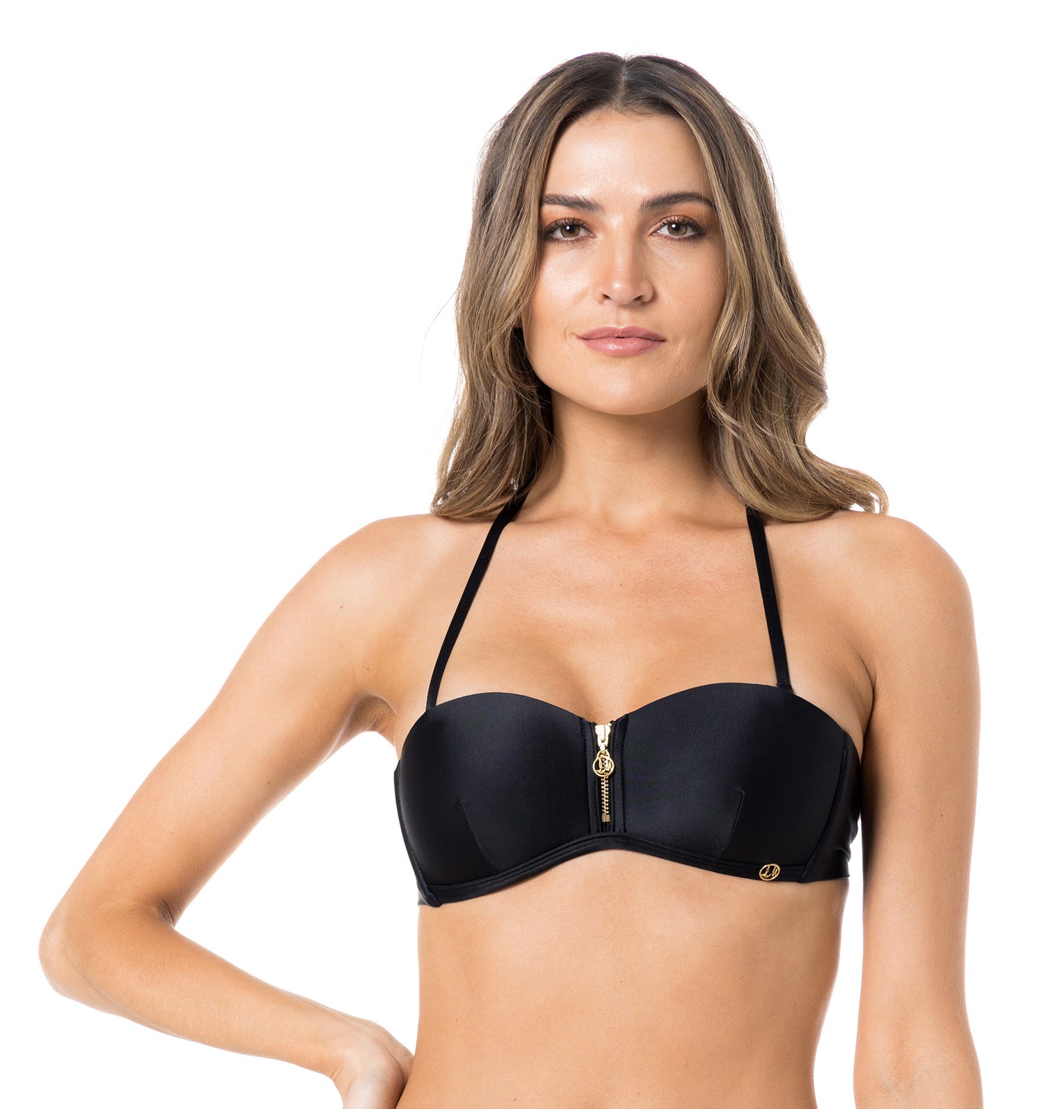 Top Ziper Fio Liso Preto